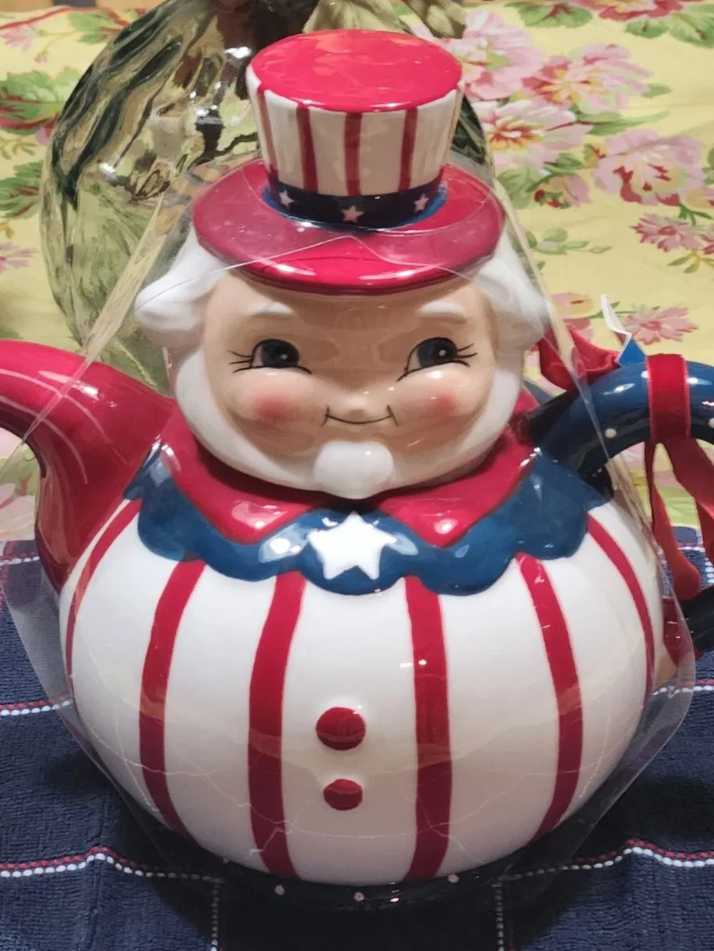 Johanna Parker & Magenta Carnival Cottage Patriotic Uncle Sam Ceramic Teapot